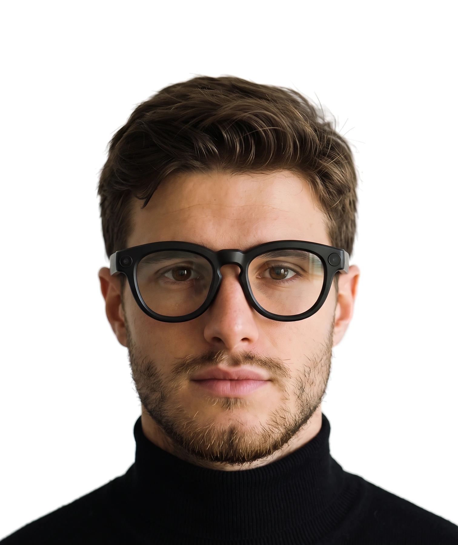 A person wearing AURVIZ o1 smartglasses