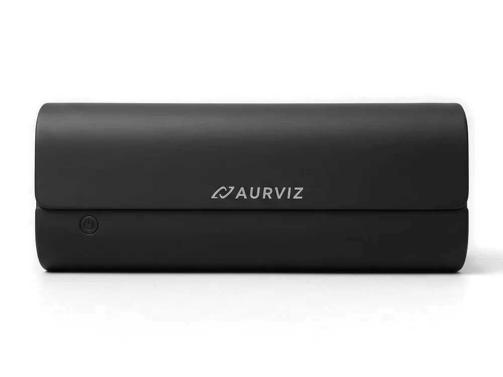 The AURVIZ charging case, closed